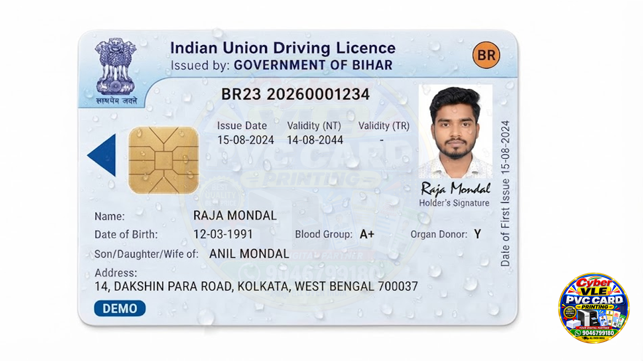 Bihar Driving License PVC Card with Embedded Chip |Driving Licence PVC Chip Card| Chip Pvc Card