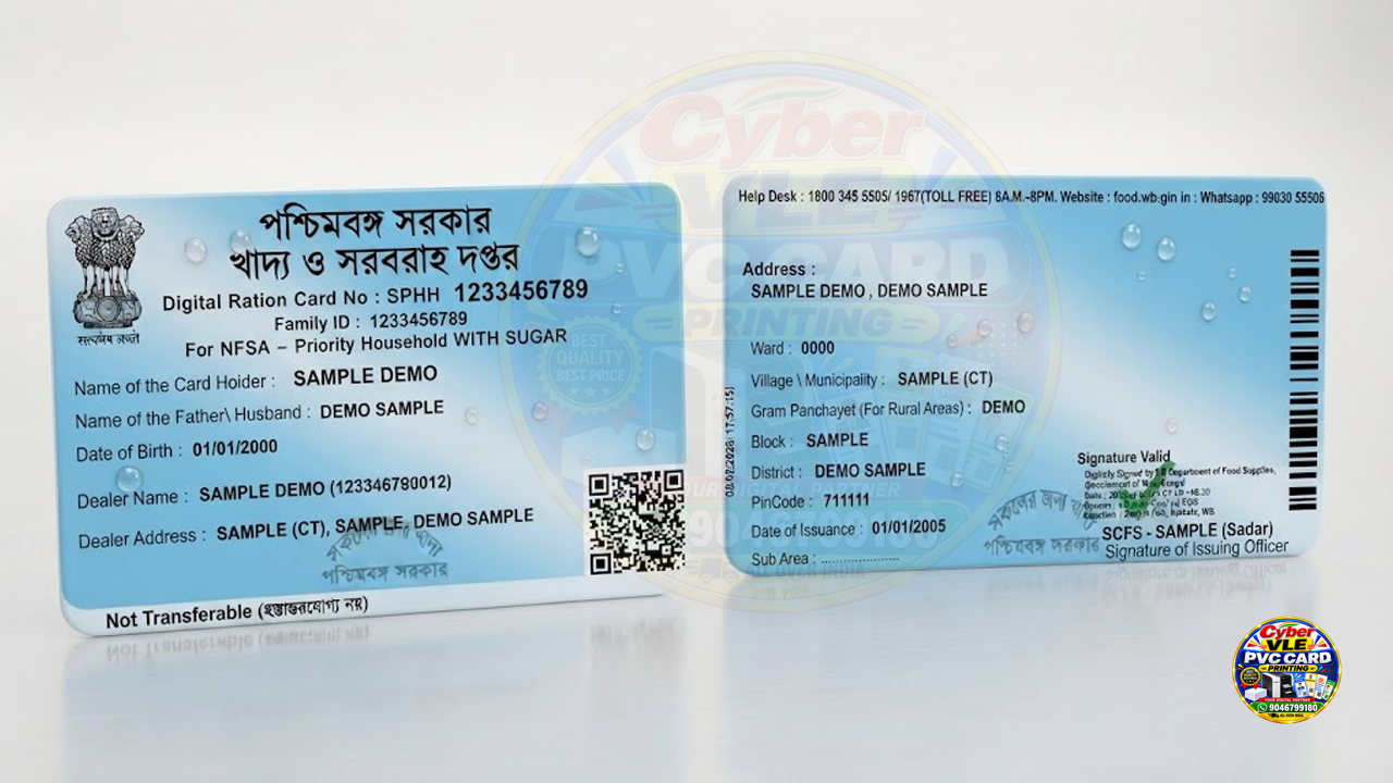 WB Ration Card (SPHH) PVC Card Printing Online | West Bengal SPHH Ration Card PVC | Smart PVC Card