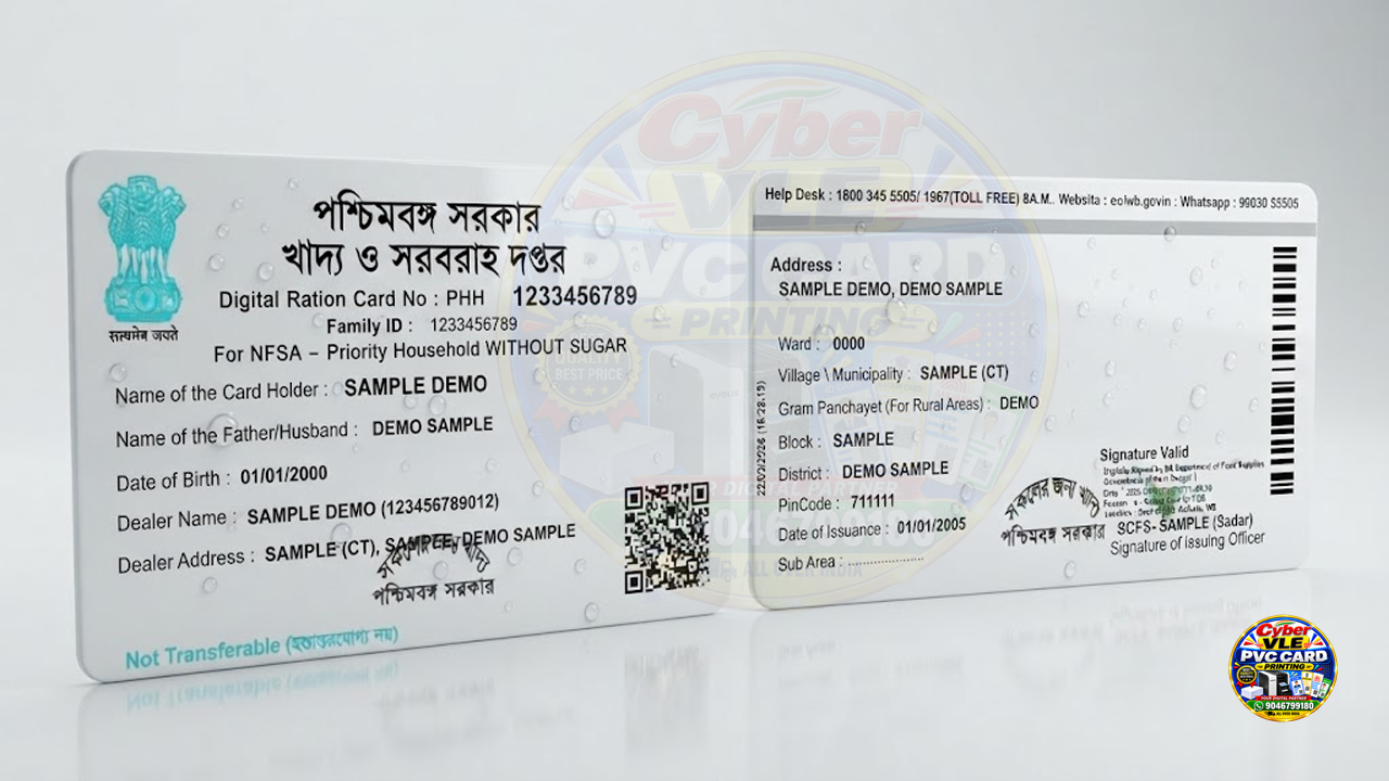 WB Ration Card (PHH) PVC Card Printing Online | West Bengal PHH Ration Card PVC | Smart PVC Card